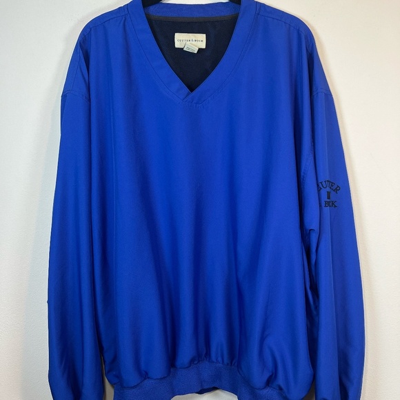 Cutter & Buck Mens V-Neck Lightweight Golf Pullover Shirt Jacket Blue Pockets XL - Picture 1 of 13